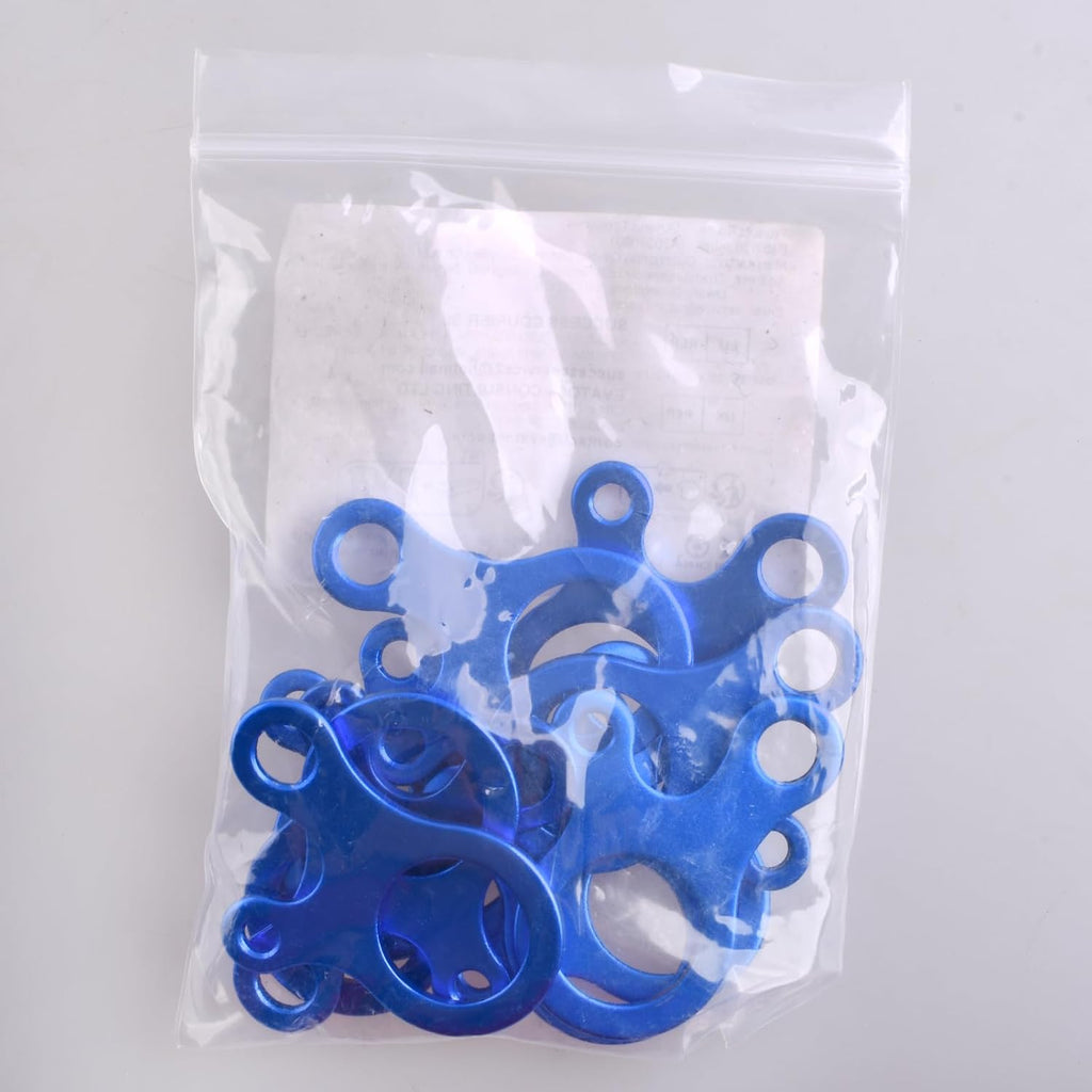 Guyline Cord Adjuster Rope Tensioner Tent Guy Line Paracord Tightener Loop Alien Aluminum Alloy for Camping Hiking (Blue (Snail Shape) - 12 Pack)