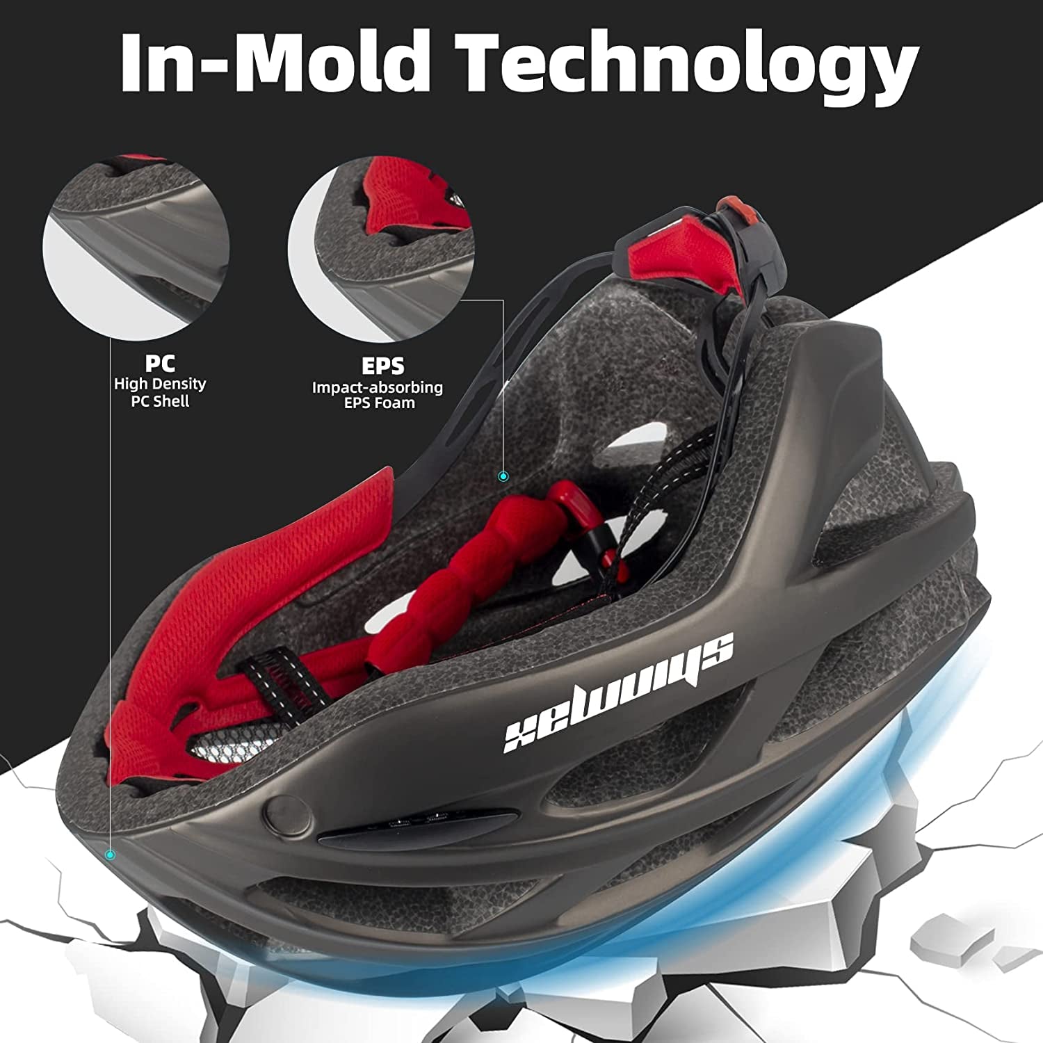 Bike Helmet, CPSC/CPC Bike Helmet for Adult Men Women with Magnetic Goggles&Led Back Light Cycling Helmet Adjustable SM-T69