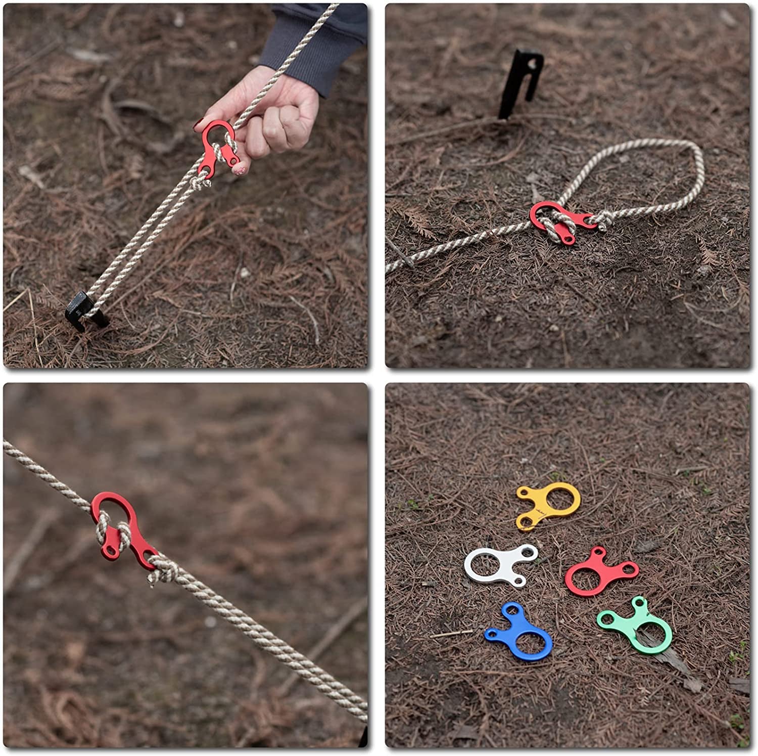Guyline Cord Adjuster Rope Tensioner Tent Guy Line Paracord Tightener Loop Alien Aluminum Alloy for Camping Hiking (Blue (Snail Shape) - 12 Pack)